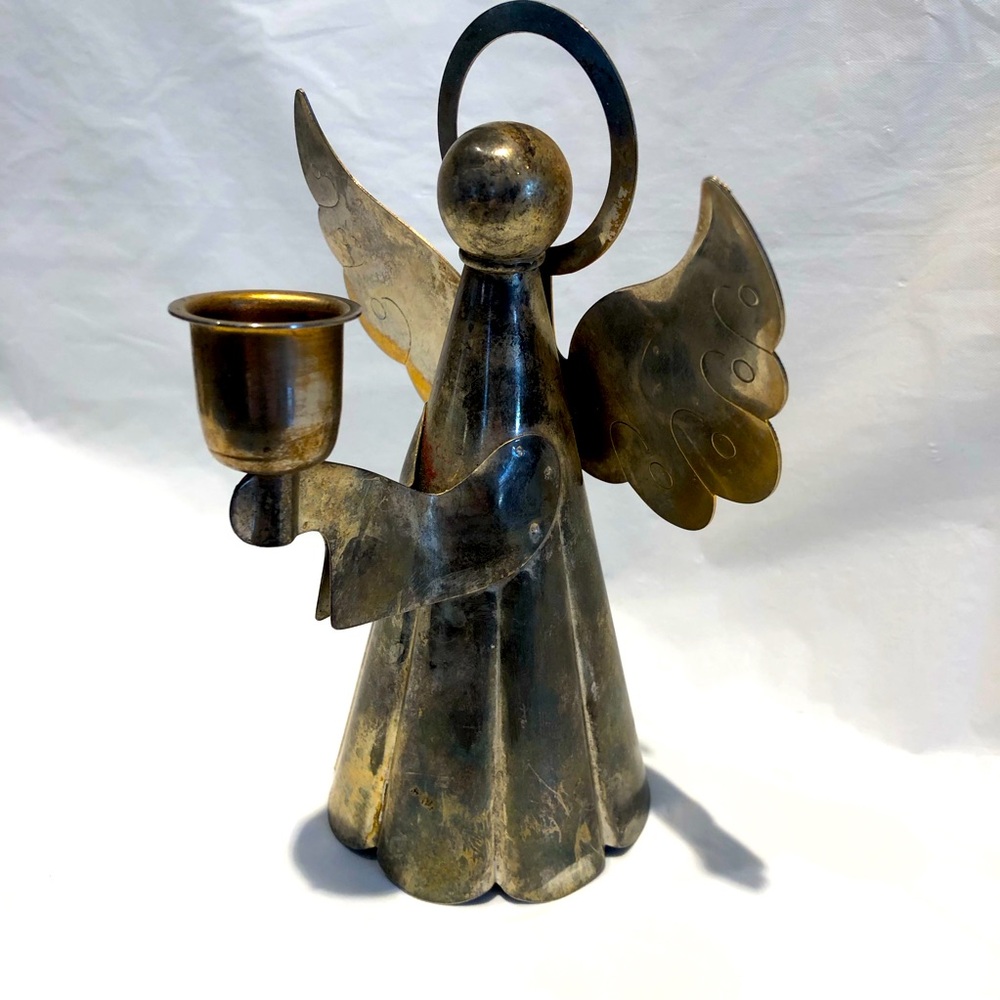 Vintage Silver plated ANGEL CANDLESTICK HOLDER /Tree Topper Christmas Decoration